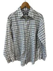 z1299 【美品】Columbia コロンビア　チェック柄　長袖シャツ　チタニウム　オフホワイト　メンズ　サイズM