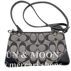 COACH コーチ シグネチャー ショルダーバッグ ポシェット ブラック系 TJ10-b1