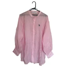 Z1361 U.S. POLO ASSN. ユーエスポロアッスン 七分袖シアーシャツ ピンク レディース Lサイズ