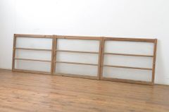 ▼現状販売▼ ガラス窓3枚セット アンティーク建具 銀モールガラス入り シンプル ガラス戸 引き戸 4～7営業日前後で発送(※修理加工希望の方3ヶ月程で発送) R-064316