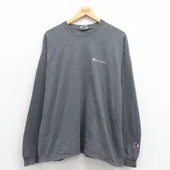 XL/古着 チャンピオン champion 長袖 ビンテージ Tシャツ メンズ 00s ワンポイントロゴ コットン クルーネック グレー 霜降り 25aug27 中古