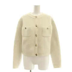 スナイデル SNIDEL 24AW フォックスファーニットジャケット ノーカラージャケット 金ボタン F アイボリー /ES ■OS