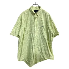 Ralph Lauren 半袖 チェックシャツ XLサイズ ラルフローレン イエロー コットン 古着卸 アメリカ仕入 t2410-3119