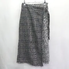 ◇ ⊇ w closet カットオフ ラップ 巻き タータンチェック ロング 台形 スカート サイズF グレー系 レディース E  【1410100020256】