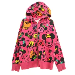 TOKYO DISNEY RESORT 東京ディズニーリゾート 総柄 長袖 ジップパーカー M ピンク ミニー レディース 古着