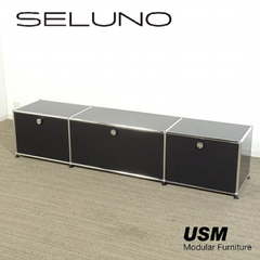 ◾︎SELUNO◾︎ 【アウトレット】USM Haller USMハラー  ローボード ドロップダウンドアx3 / ブラック 26万 v463
