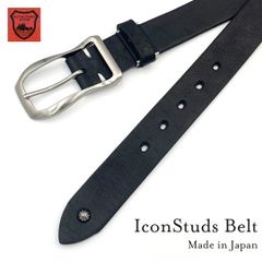 栃木レザーベルト　スタッズベルト　日本製　ブラック　【BL-002-st1】