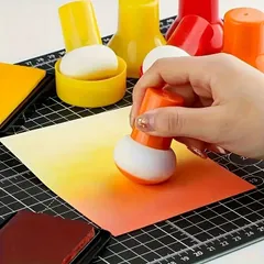 カラフルなかぼちゃ型ハンドル付きステンシルブラシ＆スポンジポンサーセット - 手芸アートをもっと楽しくのサムネイル