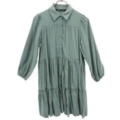 ザラ 長袖 Aライン フレア ワンピース XS グリーン ZARA レディース 【中古】  【230802】
