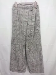 ◇ ⊇ crie conforto チェック柄 ラップ巻き風 ワイド パンツ サイズM ブラック ホワイト系 マルチ レディース E  【1506250009972】