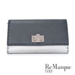 FENDI（フェンディ） ピーカブー セレリア バイカラー ネイビー×シルバー レザー 8M0308 長財布 レディース 【中古】【程度ABランク】