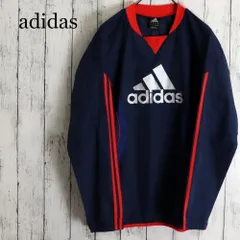 adidas　アディダス　センタービッグロゴ 　Vネック　リブ襟　袖ライン　ウィンドブレーカー　Lサイズ