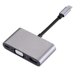 USB C-HDMI/VGA/USB3.0/PD/Audio 5in1 変換アダプタ 4K2K フルHD 2160P対応 HDMI音声サポート オスーメス 20cm