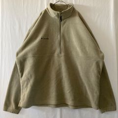 【海外規格XXL】古着　Columbia　フリースジャケット　ハーフジップ　刺繡ロゴ　90s