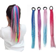 カラーエクステ 8束　三つ編み　2本セット　カラフル　グラデ　キッズ　ヘアー