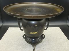 薄端 唐銅 花器 双耳台付き 生け花 花台 和風 置物 260416-7T - メルカリ