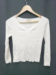 ◇ Θ UNITED ARROWS ユナイテッドアローズ Vネック 長袖 ニット カットソー ホワイト レディース E  【1506180012561】