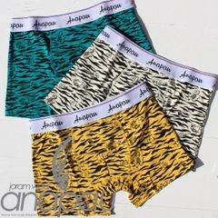 【anapau】アナパウ アナパウタイガー パンツ プリントボクサーパンツブリーフ ゼブラ ボーダー トラ吉  ボーダー 虎 タイガー イエロー L