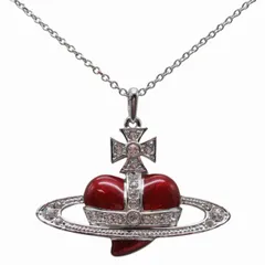 ヴィヴィアンウエストウッド Vivienne Westwood DIAMANTE HEART ディアマンテ ハート ネックレス ペンダント オーブ ラインストーン アクセサリー ジュエリー シルバー×レッド/△A07/レディース メンズ