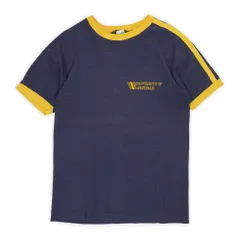 チャンピオン Champion 70s 70年代 カレッジプリント リンガーTシャツ MADE IN USA アメリカ製 バータグ MICHIGAN ヴィンテージ 古着 メンズ Tシャツ・カットソー ネイビー イエロー L【中古】