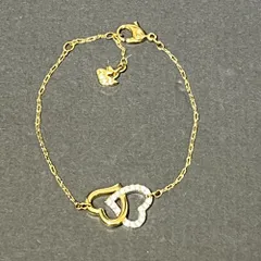 06w11181 スワロフスキー SWAROVSKI  スワロフスキー Wハート ブレスレット ダブルハート バイカラー シルバー ゴールド ラインストーン　箱有  ブレスレット  【中古品】