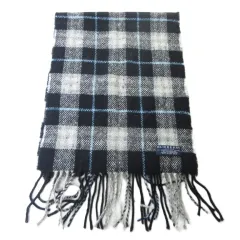 バーバリー ロンドン BURBERRY LONDON マフラー チェック フリンジ アンゴラ カシミヤ混 ネイビー 紺 のサムネイル