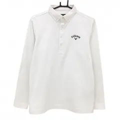 ★SALE価格★キャロウェイ 長袖ポロシャツ 白 ヘリンボーン織生地 裏起毛 ボタンダウン メンズ M ゴルフウェア Callaway