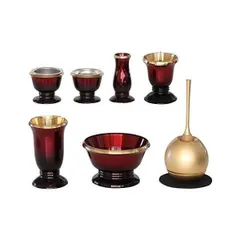 仏具6点+おりんセット 銀河 ワインレッド 3.0寸 + cherin チェリン 金 GW3-CHG (仏具3.0寸 + チ)