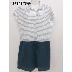 ◇ ◎ Arnold Palmer リネン混 フレンチスリーブ 膝丈 ワンピース サイズ3 ホワイト ネイビー系 レディース  【中古】 【1110140005083】