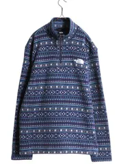 【お得なクーポン配布中!】 US企画 ノースフェイス 総柄 セーター フリース ジャケット メンズ XL The North Face ニット プルオーバー ハーフジップ ノルディック 紺