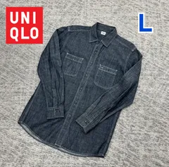 UNIQLOメンズ　シャンブレーワークシャツ（ブラック）Ｌ （商品番号331-069395）