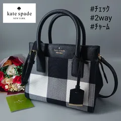 kate spade NEW YORK ケイトスペードニューヨーク 2way Cameron Street キャメロンストリート プレイドキャンダス ミニサッチェル ショルダーバッグ ブラック 黒 ホワイト 白 チェック キャンバス×サフィアーノレザー