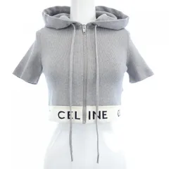 イタリア製訳あり格安CELINE 新品未使用ロゴ入りストラップ　フーディー　グレー　XL