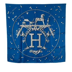 新品未使用　エルメス　銀の雫　カレ90 HERMESエルメス カレ90 銀の雫 モノトーン エクスリブリス