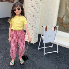 ☆ レッド ☆ 110cm ☆ キッズ ロングパンツ 虫よけ 薄手 ガーゼ チェック柄 ガーゼ パンツ キッズ キッズパンツ ガーゼパンツ ロングパンツ 長ズボン ズボン ずぼん ルームパンツ 綿100 コットン 子供 こども 子ども 男の子 女の子