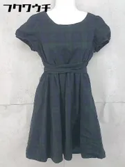 ◇ anatelier アナトリエ チェック 半袖 ミニ ワンピース サイズ38 ネイビー グリーン レディース 【中古】 【1104300002302】