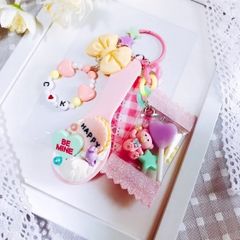 じゃらじゃらスプーンキーホルダー ひよこちゃんぴんくきいろ①