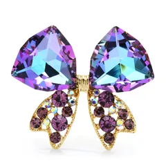 蝶 ネクタイ ブローチ キラキラ パープル ユニーク かわいい 大ぶり 大人 バタフライ 羽 カジュアル 置物 マルチカラー ギフト 贈り物 贈りもの 新品