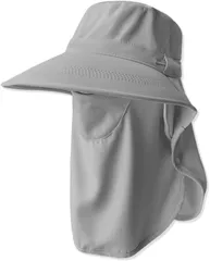 LIMSE UPF50+・360度UVカットレディース 日よけ帽子 フェイスカバー取外可 通気性メッシュ 小顔効果 ガーデニング アウトドア プールに最適(グレー,  Free Size)