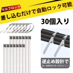 【30 個入り】タイラップ 屋外 耐久 ステンレスバンド 結束バンド 304ステンレス 4.6*300mm 耐熱 強化 自鎖式 金属 ケーブルタイ 結束帯 バンドル ワイヤー 束ね 防錆 産業用 家庭用 ステンレス製 サビない