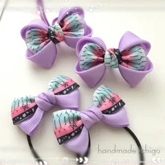 《4個セット》キッズ用❤︎ヘアゴム  蝶々柄 （ライトパープル）
