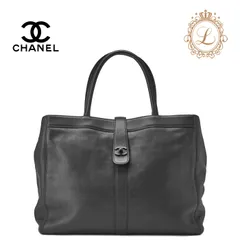 CHANEL シャネル ショルダーバッグ トートバッグ ラムスキン 黒  ブラック金具  ビコローレ　ラージトート　ブランド【中古】【送料無料】