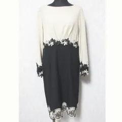 美品 CHRISCELIN クリスセリーン レース ワンピース 381-1595 42 ベージュ ブラック レディース 古着 中古 USEDのサムネイル