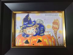 ☆ハロウィンポストカード 原画 額付 オリジナルイラスト - メルカリ