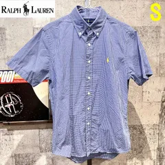 美品 ラルフローレン 正規品 ギンガムチェック 半袖 ボタンダウンシャツ S ブルー ポニー刺繍 ポロ POLO RALPHLAUREN