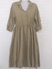 ◇ Discoat ディスコート 長袖 ロング ワンピース サイズF ベージュ レディース P  【1212150002684】