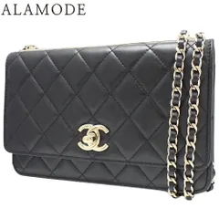 CHANEL(シャネル) マトラッセ トレンディCC チェーンウォレット ショルダーバッグ 肩掛け 斜め掛け 財布 ラムスキン ブラック黒 シャンパンゴールド金具 レディース 40802134528【中古】【アラモード】