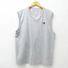 XL/古着 チャンピオン champion ノースリーブ Tシャツ メンズ ワンポイントロゴ クルーネック グレー 霜降り 25jul03 中古