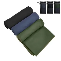 【迅速発送】速乾タオル 髪 マイクロファイバータオル バスタオル スポーツタオル ジムタオル スイミングタオル セイムタオル 旅行タオル 超吸水 柔らかい 耐久性 速乾 軽量 収納袋付き 80x40cm (スレートグレー+オリーブドラブ+ブラック)