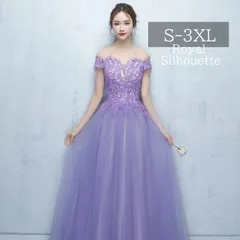 ドレス パーティードレス パープル 紫 ナイトドレス 結婚式 大きいサイズ 謝恩会 S M L XL LL 2XL XXL 3XL XXXL オフショルダー ロング丈 パーティー 姫系 プリンセス 豪華 発表会 ガーリー 紐タイプ
